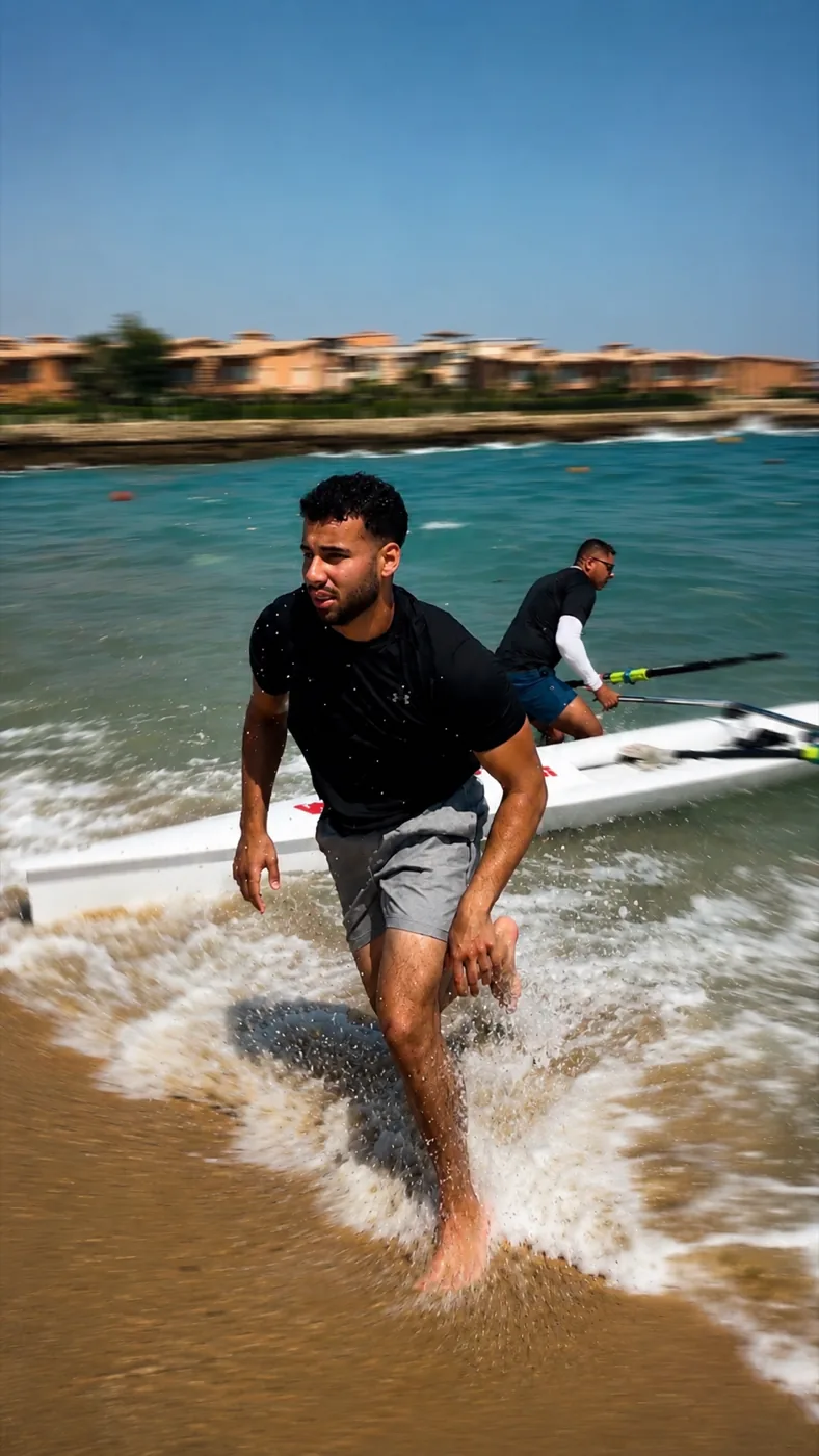 Running a coastal boat in through the surf onto the sand.